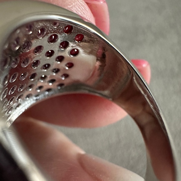 Pave Rhodolite Garnet 3/4" Wide Band Ring - Picture 10 of 12